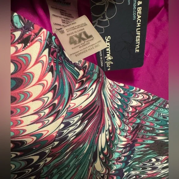 NWT đź’śMiYang Women's Plus Size Printing Padded High Waist Swimdress - Picture 8 of 9